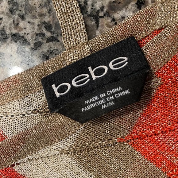 Bebe Metallic Cold Shoulder Top with Tie Waist Size Medium - Picture 8 of 9